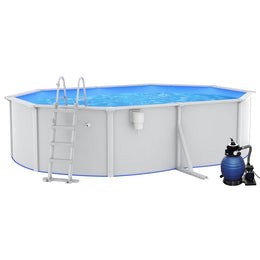vidaXL Pool mit Sandfilterpumpe und Leiter 490x360x120 cm
