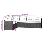 3-tlg. Garten-Lounge-Set mit Kissen Poly Rattan Grau