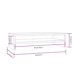 Monitorerhöhung 50 × 24 × 13 cm aus unbehandeltem massivem Kiefernholz