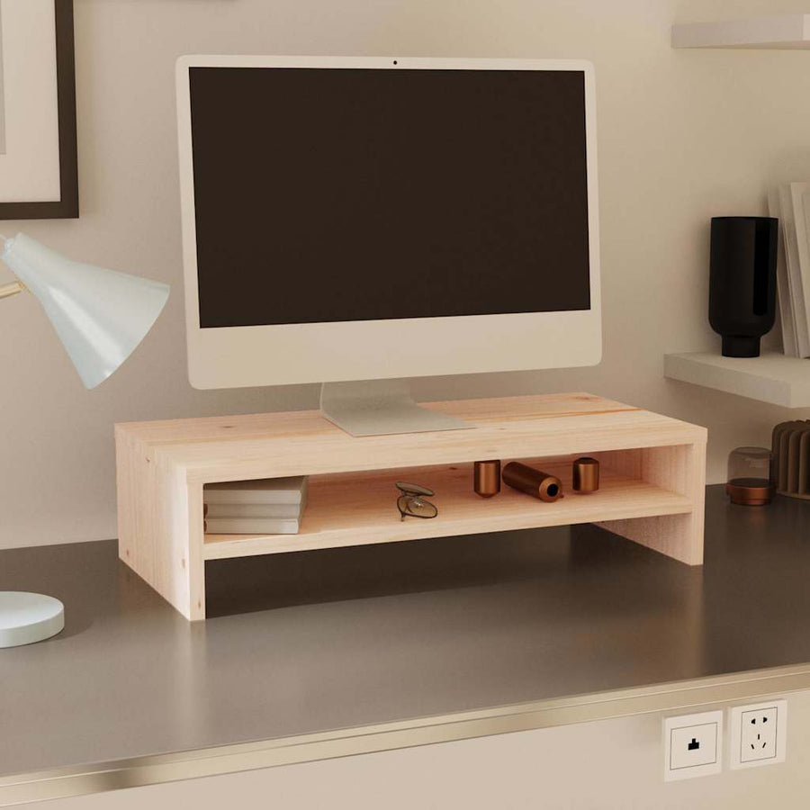 Monitorerhöhung 50 × 24 × 13 cm aus unbehandeltem massivem Kiefernholz