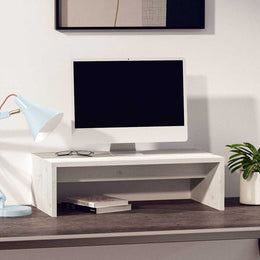 Monitorständer Weiß 50x27x15 cm Massivholz
