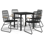 5-tlg. Garten-Essgruppe Schwarz PVC Rattan