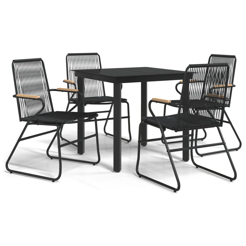 5-tlg. Garten-Essgruppe Schwarz PVC Rattan