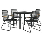 5-tlg. Garten-Essgruppe Schwarz PVC Rattan