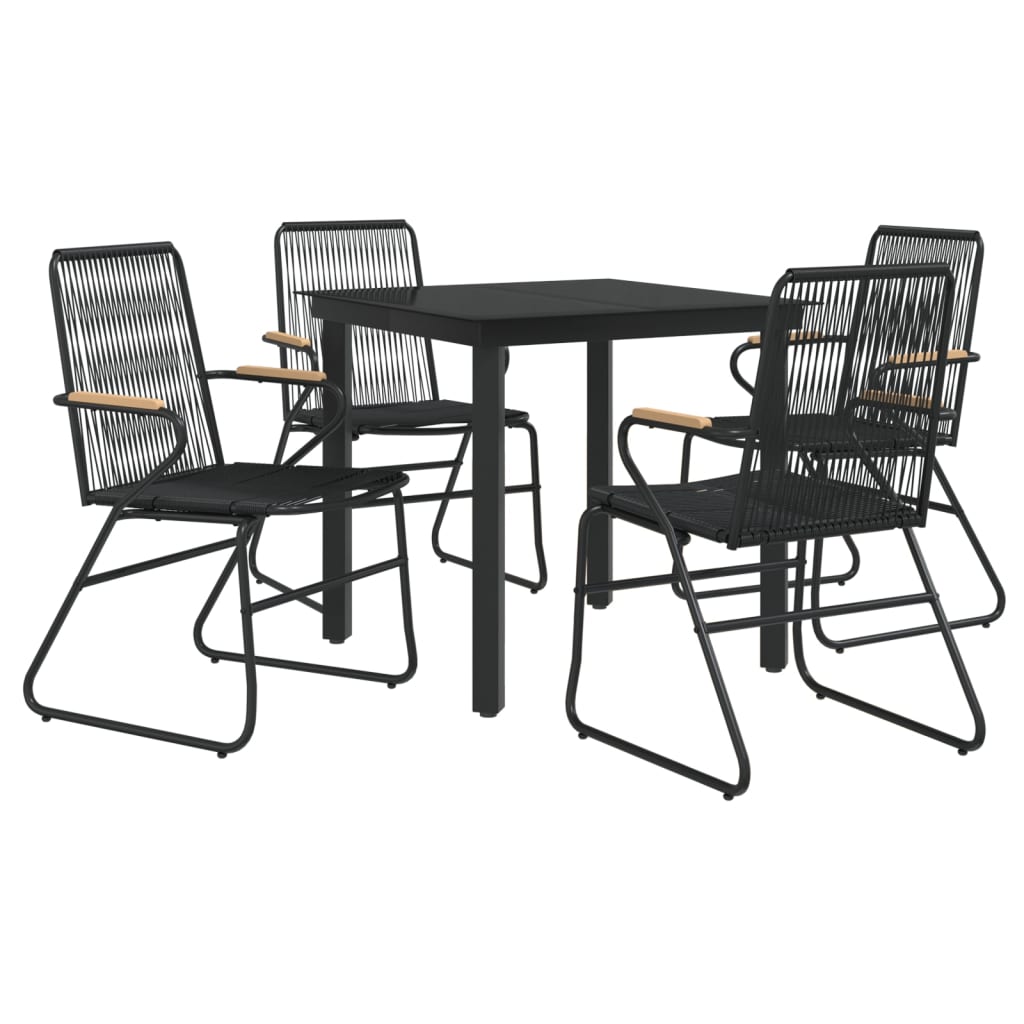 5-tlg. Garten-Essgruppe Schwarz PVC Rattan