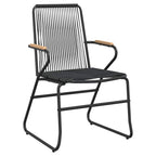 7-tlg. Garten-Essgruppe Schwarz PVC-Rattan