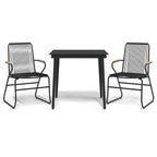 3-tlg. Garten-Essgruppe Schwarz PVC Rattan