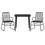 3-tlg. Garten-Essgruppe Schwarz PVC Rattan