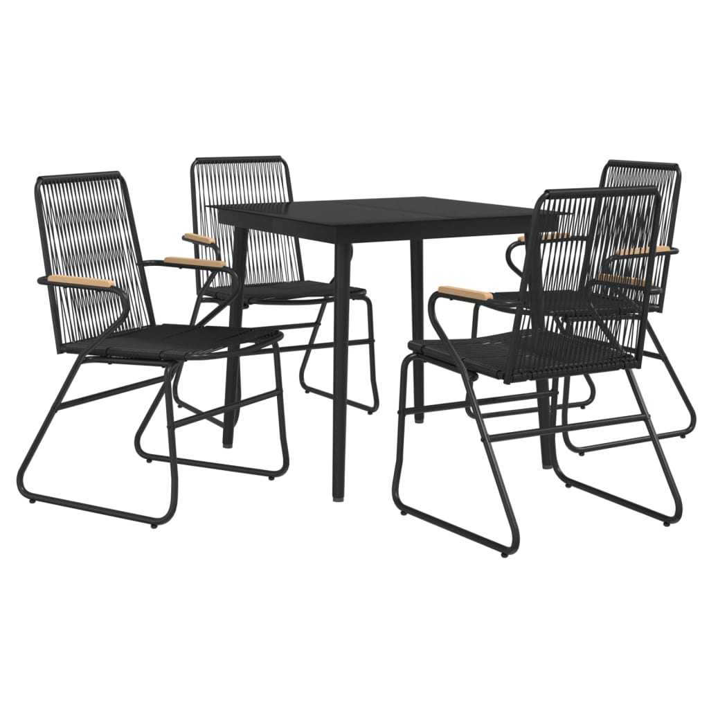 5-tlg. Garten-Essgruppe Schwarz PVC Rattan