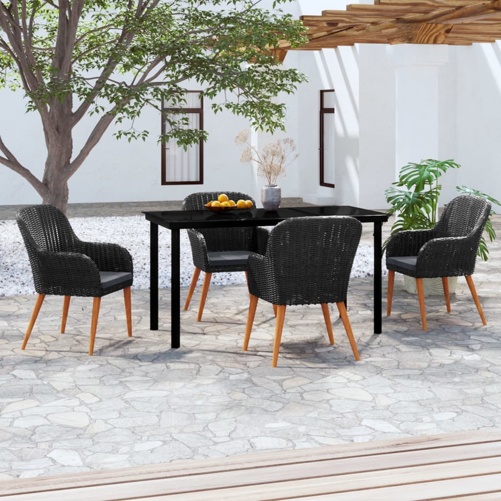 5-tlg. Garten-Essgruppe mit Kissen Schwarz