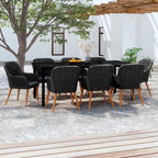 9-tlg. Garten-Essgruppe mit Kissen Schwarz
