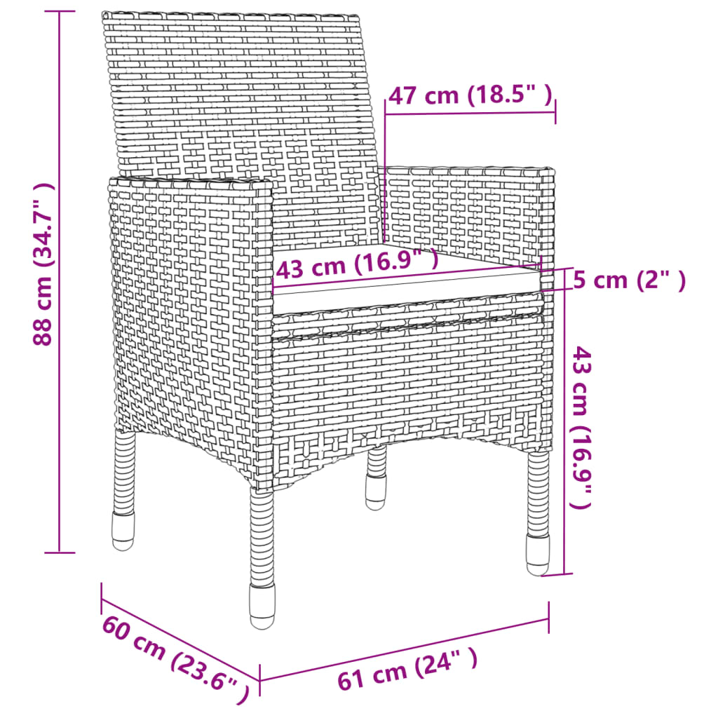 9-tlg. Garten-Essgruppe mit Auflagen Poly Rattan und Glas