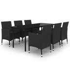7-tlg. Garten-Essgruppe mit Auflagen Poly Rattan und Glas
