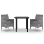 3-tlg. Garten-Essgruppe mit Auflagen Poly Rattan und Glas