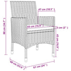 3-tlg. Garten-Essgruppe mit Auflagen Poly Rattan und Glas
