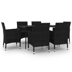 7-tlg. Garten-Essgruppe mit Auflagen Poly Rattan und Glas