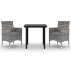 3-tlg. Garten-Essgruppe mit Auflagen Poly Rattan und Glas