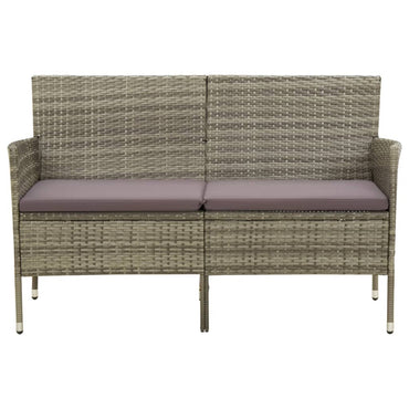 Gartensofa 3-Sitzer mit Kissen Grau Poly Rattan