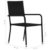 Garten-Essstühle 2 Stk. Stapelbar Schwarz Polyrattan