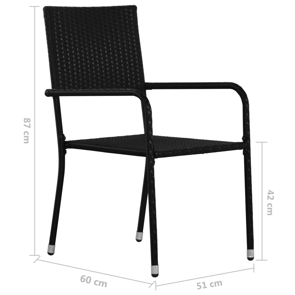 Garten-Essstühle 4 Stk. Stapelbar Schwarz Polyrattan