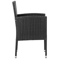 Gartenstühle mit Kissen in Schwarz 2 Stk. Schwarz Poly Rattan