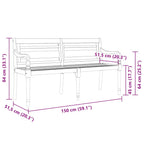 Batavia-Bank mit Weinrotem Kissen 150 cm Massivholz Teak