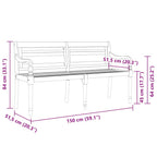 Batavia-Bank mit Kissen Rot Karomuster 150 cm Massivholz Teak