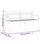 Batavia-Bank mit Grünem Kissen 150 cm Massivholz Teak