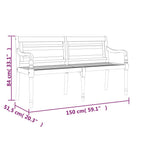 Batavia-Bank mit Taupe Kissen 150 cm Massivholz Teak