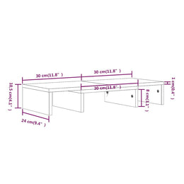 Monitorerhöhung 60 × 24 × 10,5 cm aus unbehandeltem massivem Kiefernholz