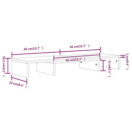 Monitorerhöhung 80 × 24 × 10,5 cm aus unbehandeltem massivem Kiefernholz