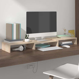 Monitorerhöhung 80 × 24 × 10,5 cm aus unbehandeltem massivem Kiefernholz