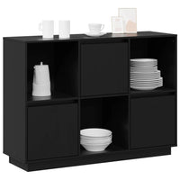 Sideboard Schwarz 110,5x35x80 cm Massivholz Kiefer