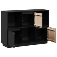 Sideboard Schwarz 110,5x35x80 cm Massivholz Kiefer