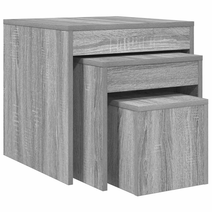 Satztische 3 Stk. Grau Sonoma Holzwerkstoff