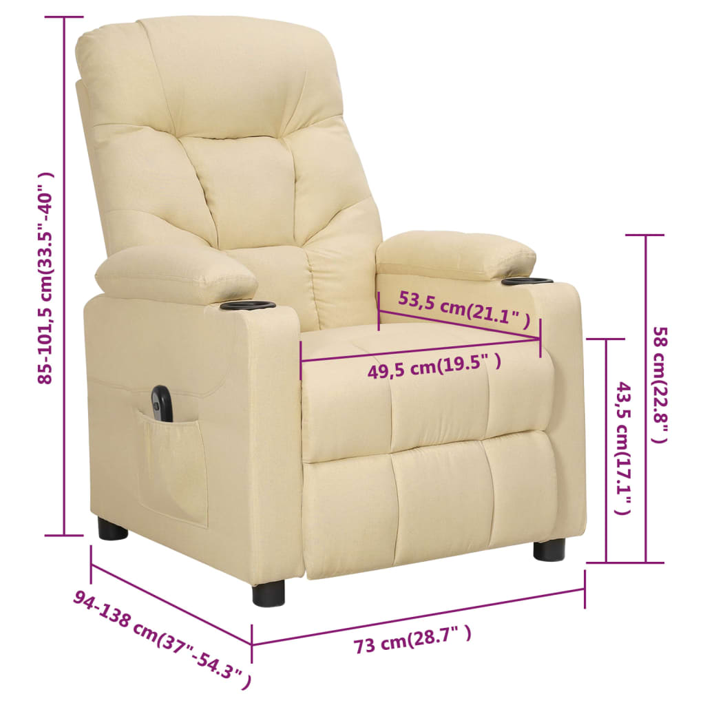 Relaxsessel Elektrisch Creme Stoff