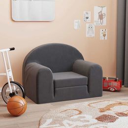 vidaXL Schlafsofa für Kinder Anthrazit Weicher Plüsch
