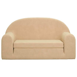 2-Sitzer Kindersofa mit Schlaffunktion Creme Weicher Plüsch