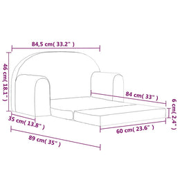 2-Sitzer Kindersofa mit Schlaffunktion Creme Weicher Plüsch