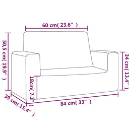 vidaXL Kindersofa 2-Sitzer Creme Weich Plüsch