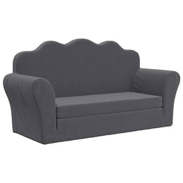 2-Sitzer Schlafsofa für Kinder Anthrazit Weicher Plüsch