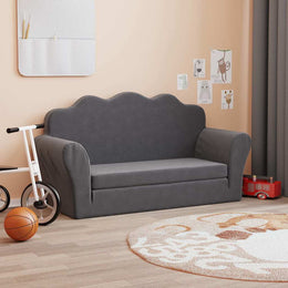 2-Sitzer Schlafsofa für Kinder Anthrazit Weicher Plüsch