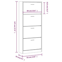 Schuhschrank Weiß 63x24x147 cm Holzwerkstoff