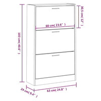 Schuhschrank Hochglanz-Weiß 63x24x103 cm Holzwerkstoff