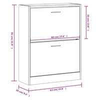 Schuhschrank Hochglanz-Weiß 63x24x81 cm Holzwerkstoff