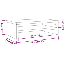 Monitorerhöhung 42 × 24 × 13 cm aus Holzwerkstoff - Grau Sonoma