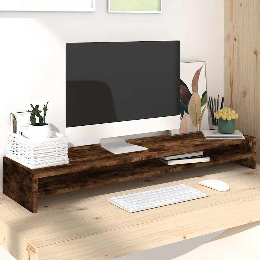 Monitorerhöhung 100 × 24 × 13 cm aus Holzwerkstoff - Räuchereiche