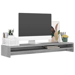 Monitorerhöhung 100 × 24 × 13 cm aus Holzwerkstoff - Grau Sonoma