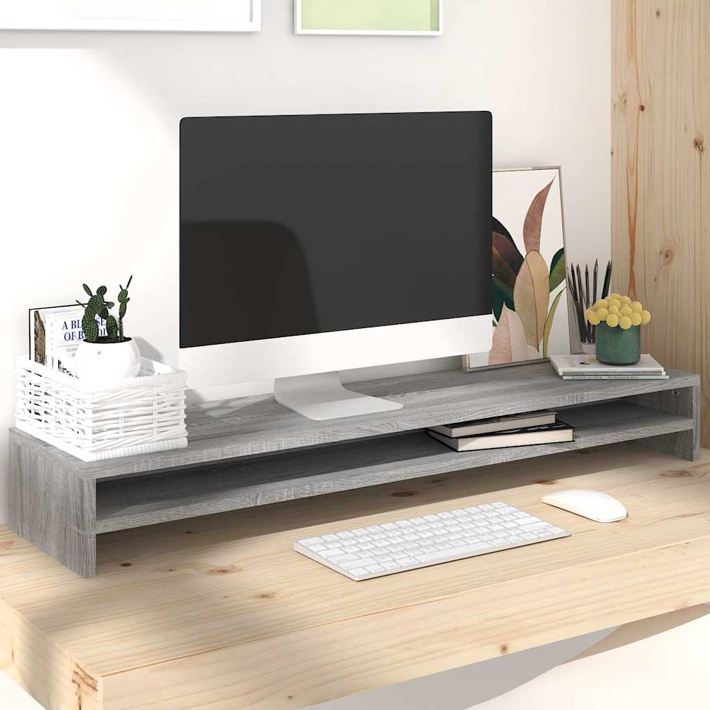 Monitorerhöhung 100 × 24 × 13 cm aus Holzwerkstoff - Grau Sonoma