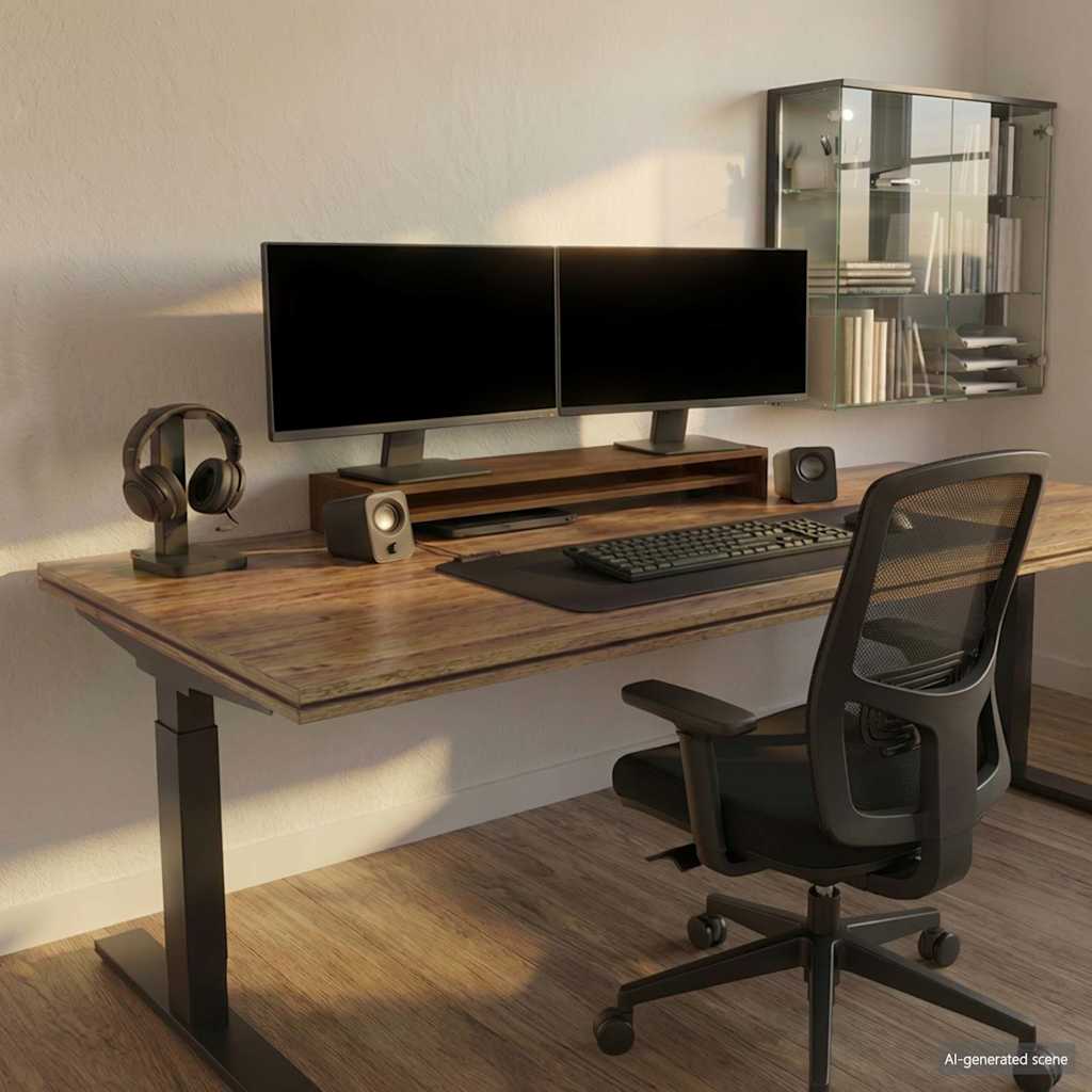 Monitorerhöhung 100 × 24 × 13 cm aus Holzwerkstoff - Braun Eichen-Optik